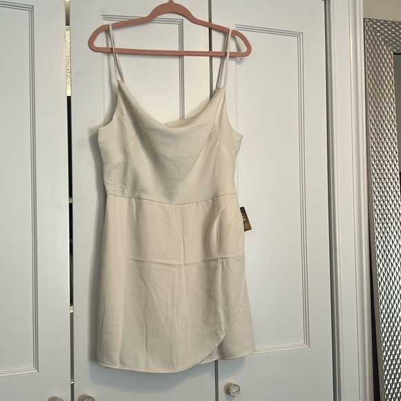 Express Satin Cowl Neck Surplice Romper - Picture 1 of 6